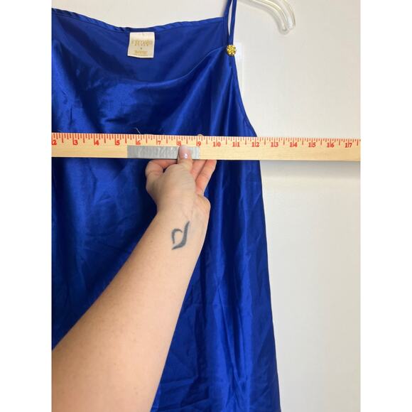 Initimate Style- Women's VINTAGE Satin Spaghetti Strap Nightgown - Sm Blue - Picture 5 of 6